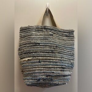 Handwoven Blue and Gray Tote Bag, made in India